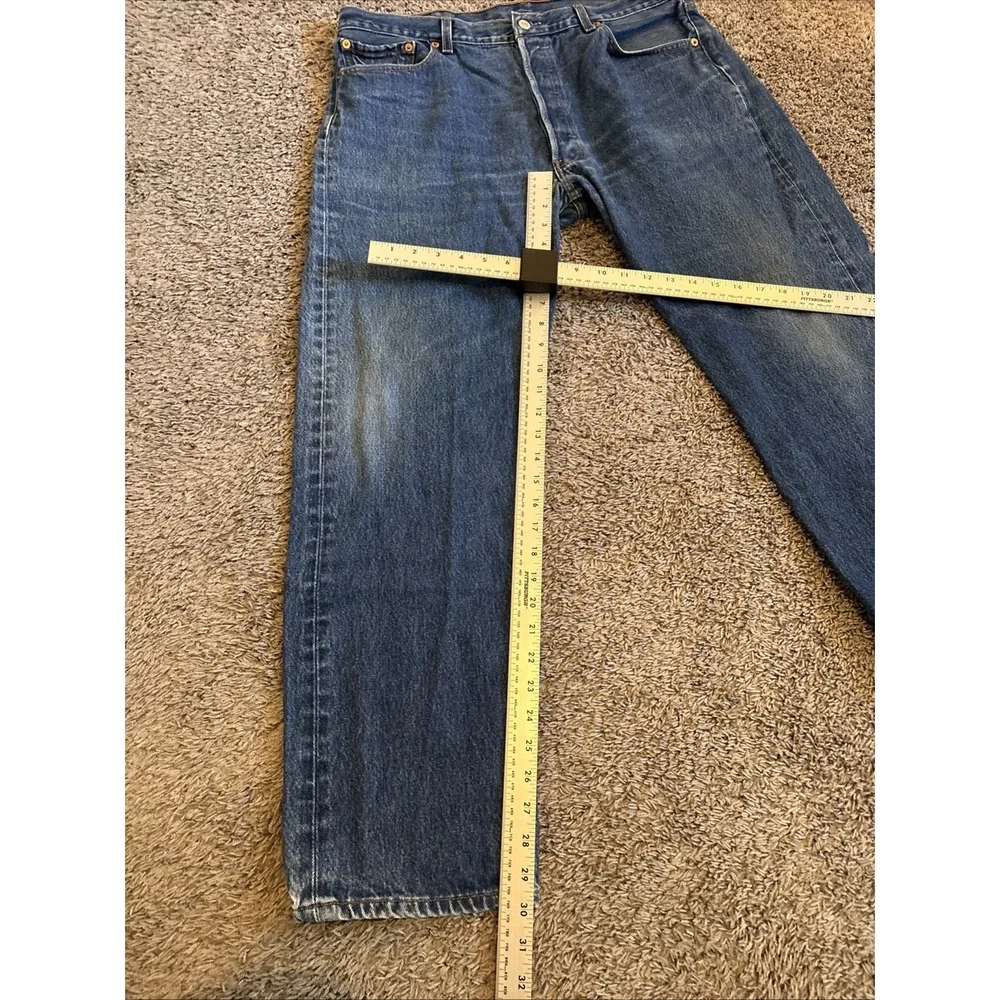 Levi's 501 Jeans Mens 38x30 Regular Straight Leg Button Fly Dark Wash Blue Denim